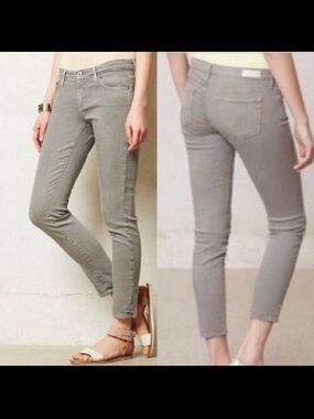 AG The Stevie Slim Straight Ankle Grey Jeans